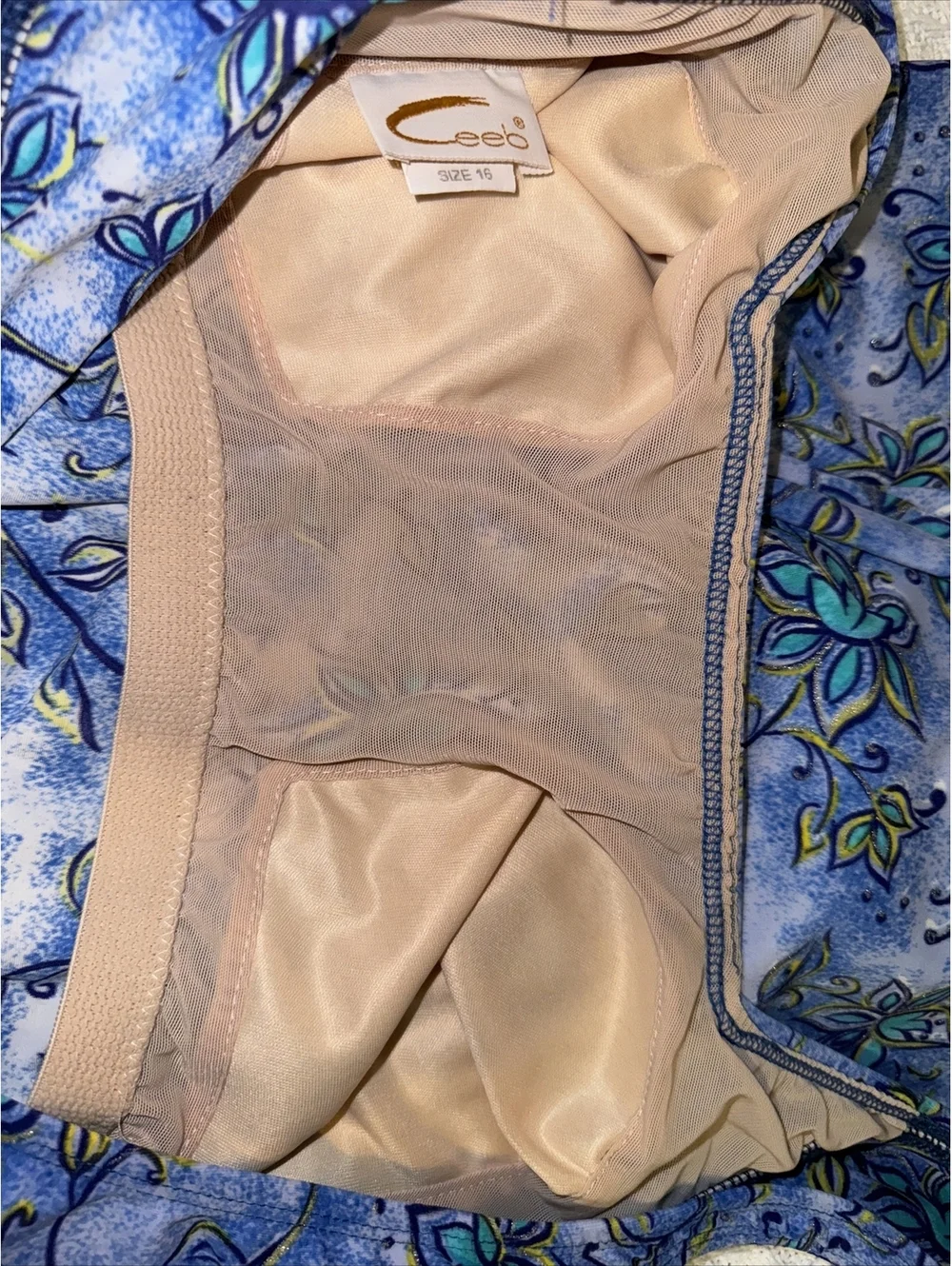 Vintage 80’s CEEB OF MIAMI Vintage One Piece Swimsuit Skort Dress SIZE 16